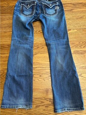Miss Me Women's Medium Blue Bootcut Jeans with Embellished Back Pockets